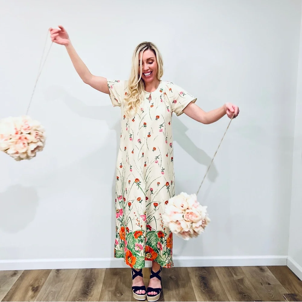 VTG Floral Housecoat Zip-up Dress - Picture 3 of 16